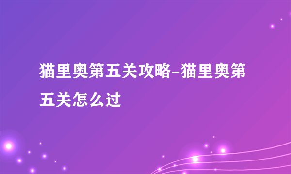猫里奥第五关攻略-猫里奥第五关怎么过