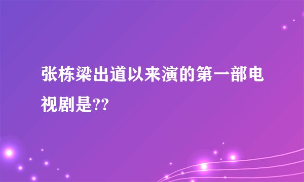 张栋梁出道以来演的第一部电视剧是??