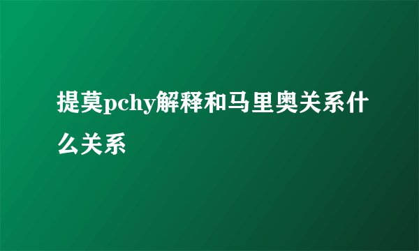 提莫pchy解释和马里奥关系什么关系