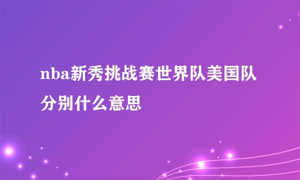 nba新秀挑战赛世界队美国队分别什么意思