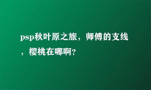 psp秋叶原之旅，师傅的支线，樱桃在哪啊？