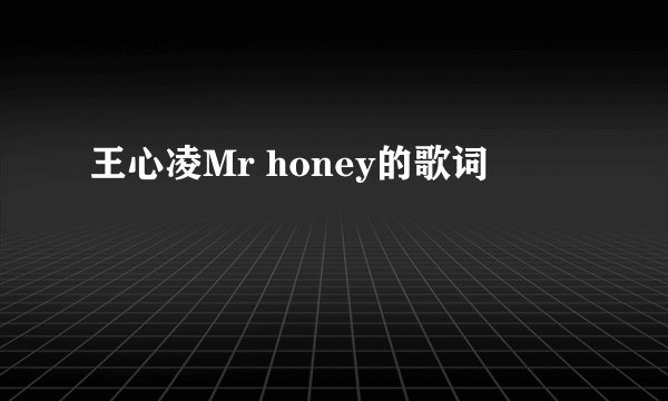 王心凌Mr honey的歌词