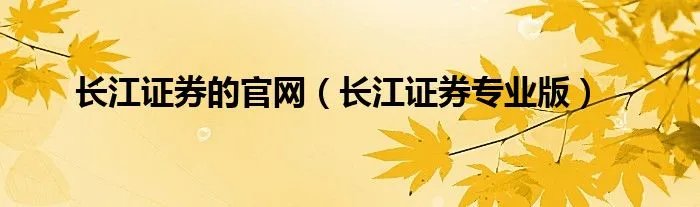 长江证券的官网（长江证券专业版）