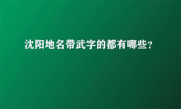 沈阳地名带武字的都有哪些？
