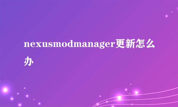 nexusmodmanager更新怎么办