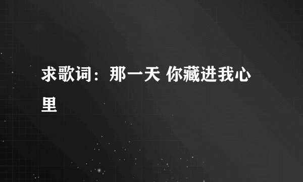 求歌词：那一天 你藏进我心里