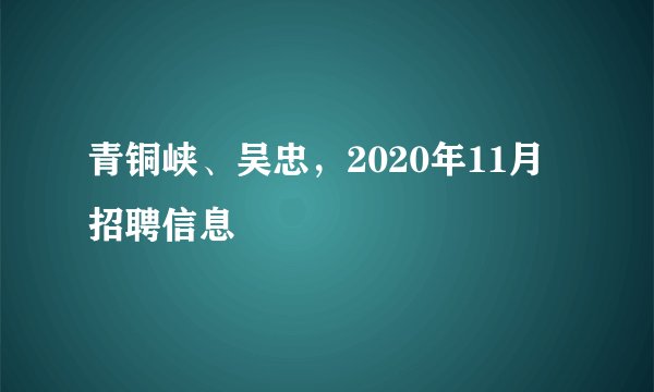 青铜峡、吴忠，2020年11月招聘信息