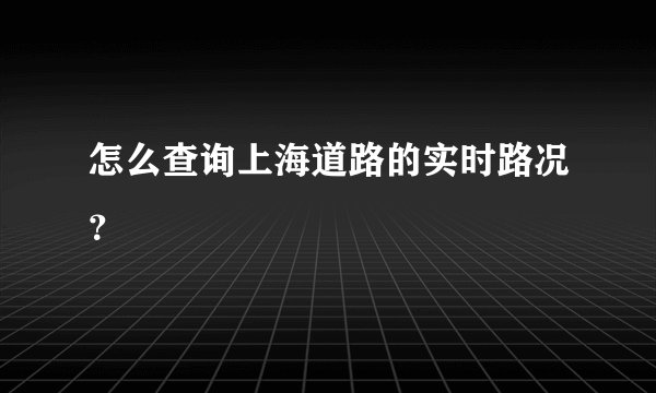 怎么查询上海道路的实时路况？