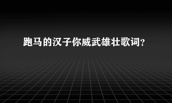 跑马的汉子你威武雄壮歌词？