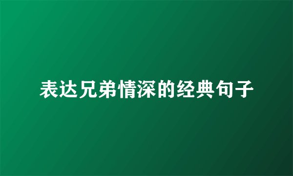 表达兄弟情深的经典句子