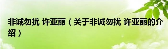 非诚勿扰 许亚丽（关于非诚勿扰 许亚丽的介绍）