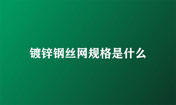 镀锌钢丝网规格是什么
