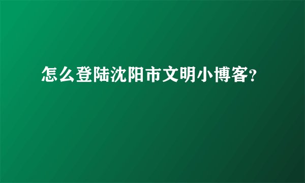 怎么登陆沈阳市文明小博客？