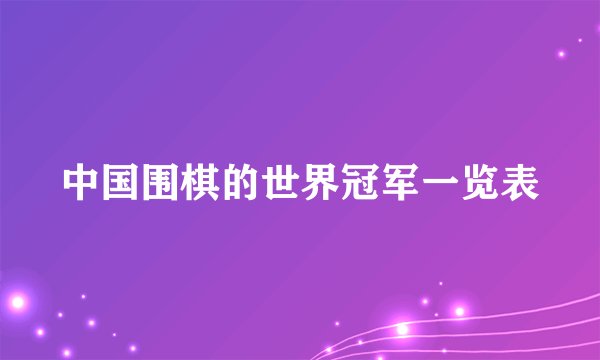 中国围棋的世界冠军一览表