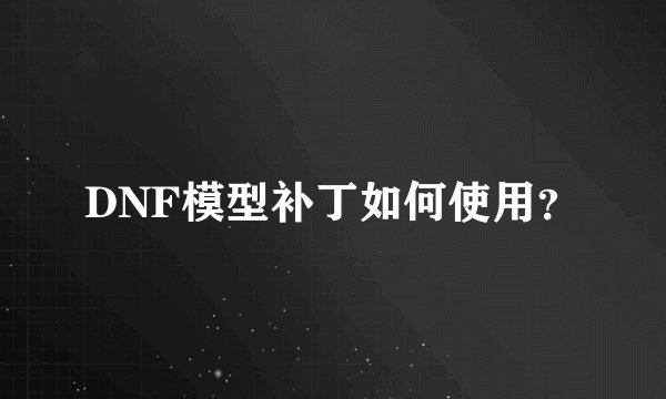 DNF模型补丁如何使用?
