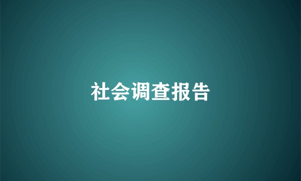 社会调查报告