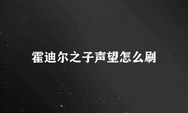 霍迪尔之子声望怎么刷