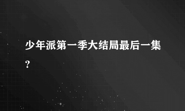 少年派第一季大结局最后一集？