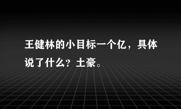 王健林的小目标一个亿，具体说了什么？土豪。