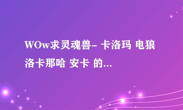 WOw求灵魂兽- 卡洛玛 电狼 洛卡那哈 安卡 的刷新点和抓法，高人指点啊