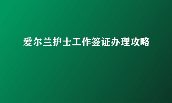 爱尔兰护士工作签证办理攻略
