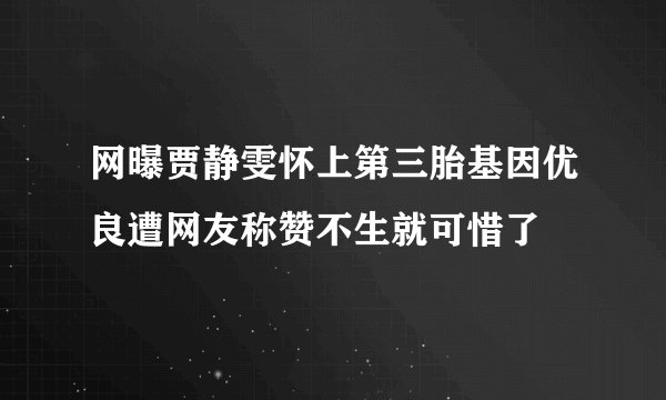网曝贾静雯怀上第三胎基因优良遭网友称赞不生就可惜了