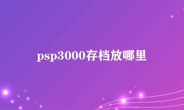 psp3000存档放哪里