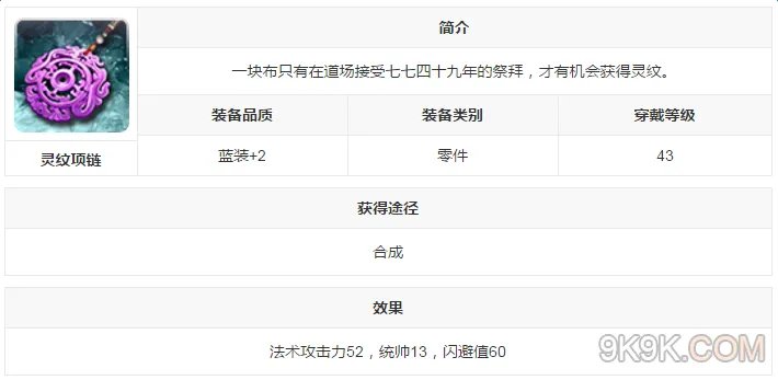 战龙之刃装备灵纹项链属性详解