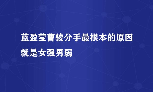 蓝盈莹曹骏分手最根本的原因就是女强男弱