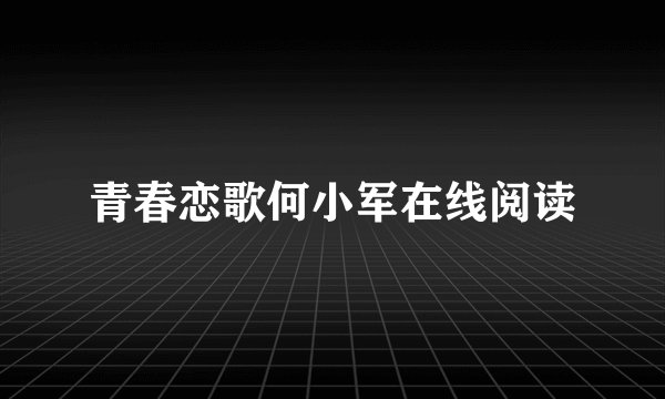 青春恋歌何小军在线阅读