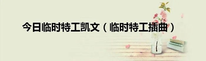 今日临时特工凯文（临时特工插曲）