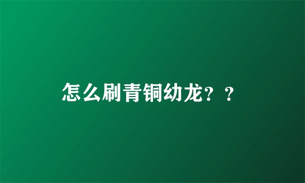 怎么刷青铜幼龙？？