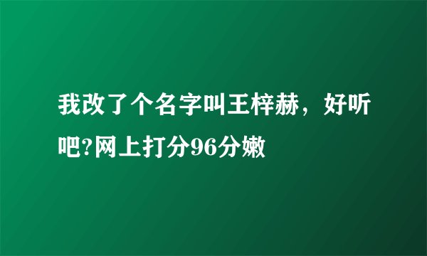 我改了个名字叫王梓赫，好听吧?网上打分96分嫩