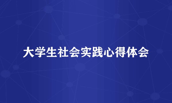 大学生社会实践心得体会