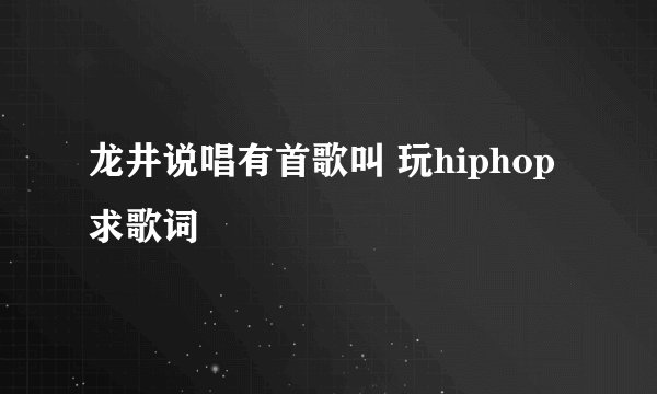 龙井说唱有首歌叫 玩hiphop 求歌词