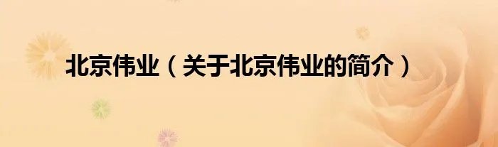 北京伟业（关于北京伟业的简介）