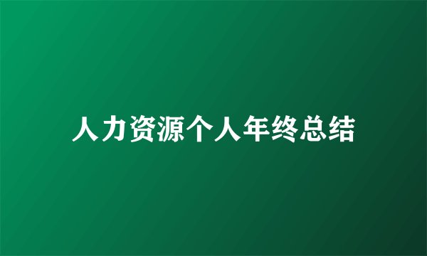 人力资源个人年终总结