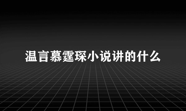 温言慕霆琛小说讲的什么