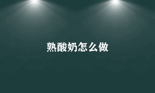 熟酸奶怎么做