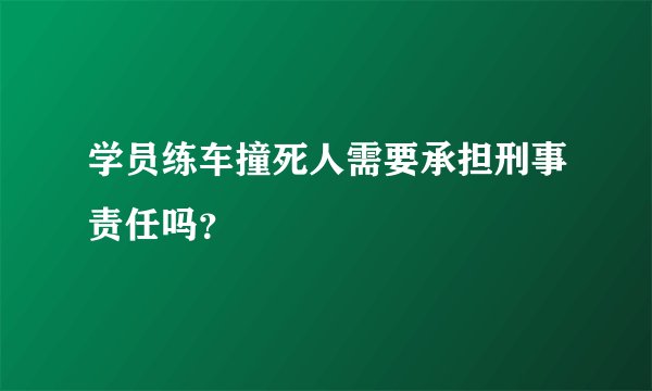 学员练车撞死人需要承担刑事责任吗?