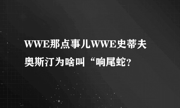 WWE那点事儿WWE史蒂夫奥斯汀为啥叫“响尾蛇？