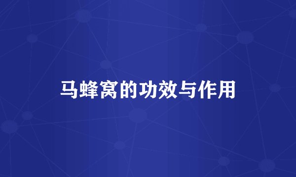 马蜂窝的功效与作用