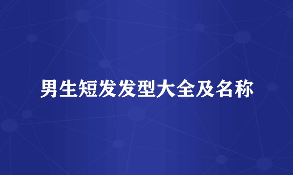 男生短发发型大全及名称