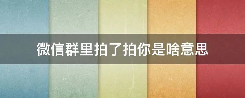 微信群里拍了拍你是啥意思