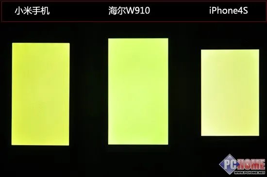 屏幕:针对五种纯颜色对比实拍
