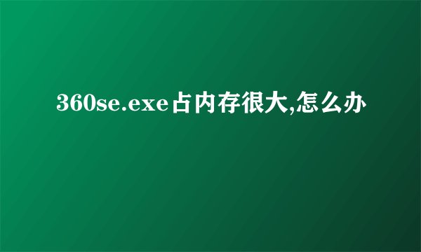 360se.exe占内存很大,怎么办