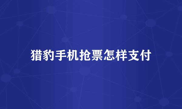 猎豹手机抢票怎样支付