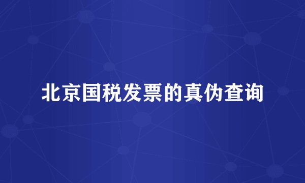 北京国税发票的真伪查询