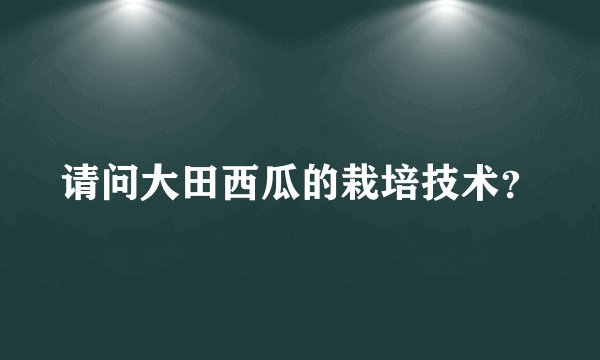 请问大田西瓜的栽培技术？
