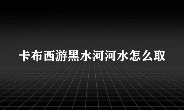 卡布西游黑水河河水怎么取